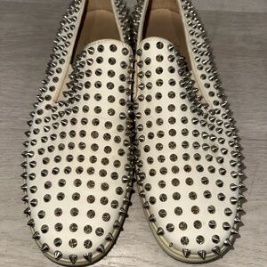 Christian Louboutin Studded Cream Loafers